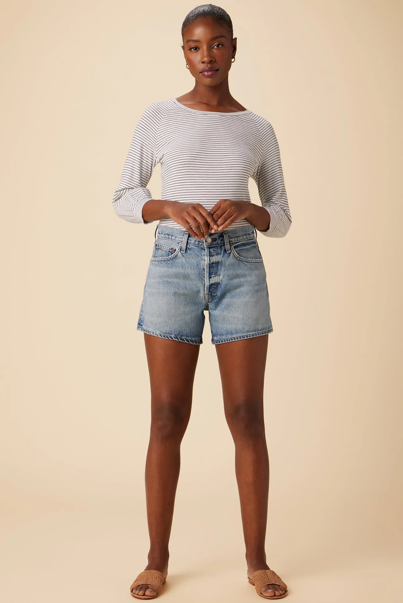 AGOLDE Parker Long Denim Short