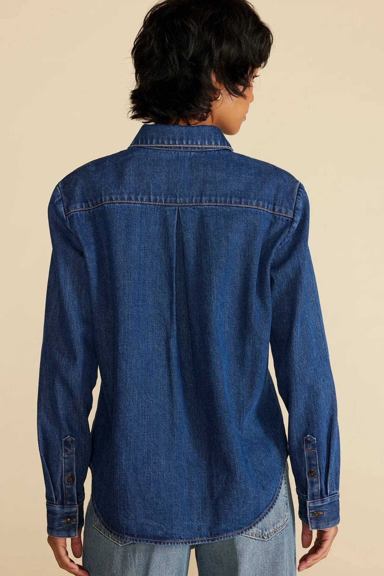 Bixby Denim Collared Long Sleeve Top