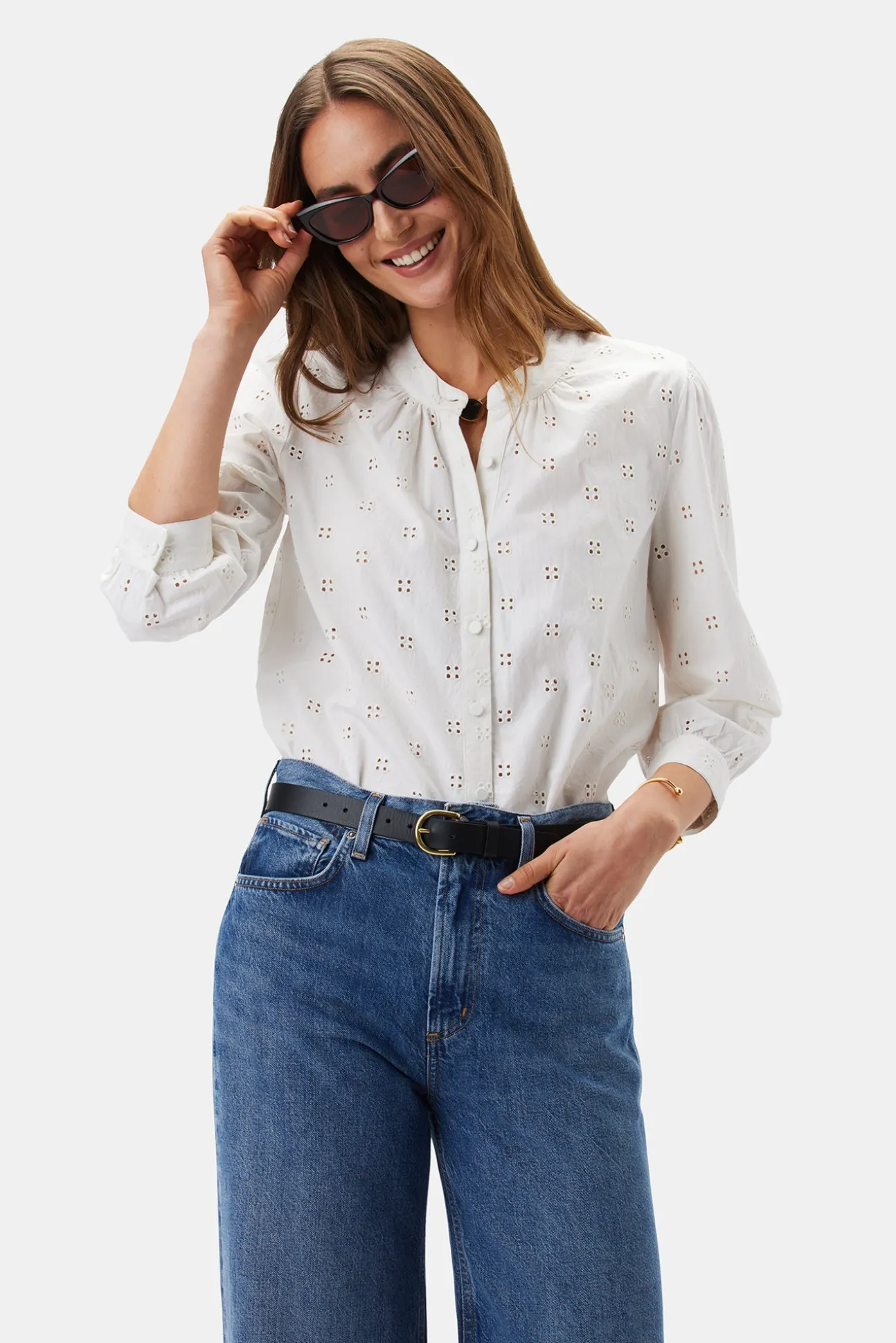 Charlotte Organic Cotton Eyelet Blouse