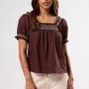 Embroidered Smocked Top