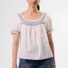 Embroidered Smocked Top