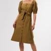 Square Neck Button Front Dress