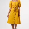 Square Neck Button Front Dress